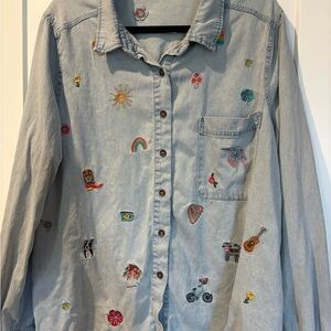 Natural Life Light Blue Embroidered Shirt